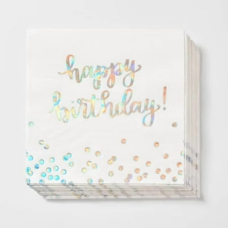 30ct Lunch Napkins 'Happy Birthday' Iridescent
