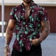 thumbnail image 5 of Camisa hawaiana con estampado de plantas coloridas para hombre, blusa holgada de manga corta con estampado 3D de hojas florales y solapa para vacaciones, camisas Aloha, 5 of 5