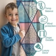 thumbnail image 3 of Blackout Kids Curtains,Pink and Blue Triangular Floral Boho Pattern Childrens Insulated Curtains Set Of 2,Bedroom Essentials,Toddler Room Decor 42x63in(106x160cm), 3 of 5