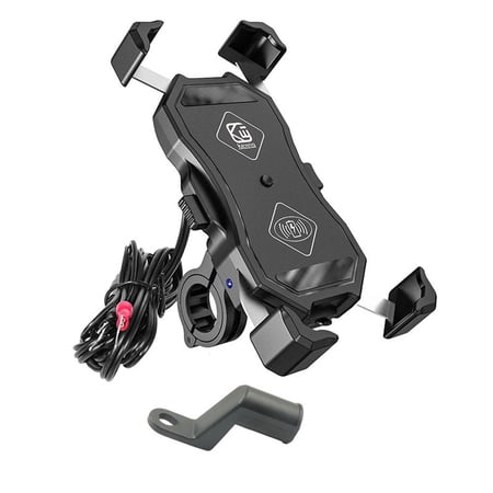 GENEMA Waterproof 12V Motorcycle QC3.0 USB 15W Qi Wireless Charger Mount Holder Stand for Cellphone Tablet GPS