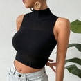 thumbnail image 5 of WRKEKC Womens Summer Tank Tops Solid Color Turtleneck Sleeveless Ribbed Knit Cropped Fit Fashion Casual Sleeveless Top for Women, 5 of 5