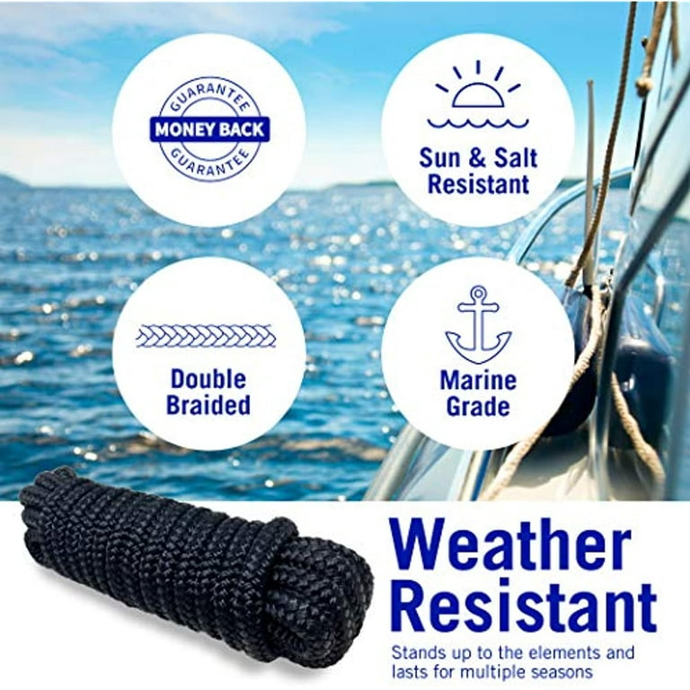 Dock Lines Boat Ropes for Docking 3/8 inch Line Braided Mooring Marine Rope 15ft Nylon Rope Boat Dock Lines for Docking Boat Lines Boating Rope