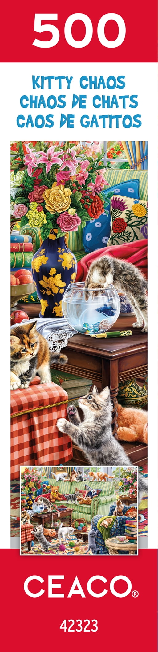 Ceaco Kitty Chaos (Image World) Sarah Wong 500 Piece Interlocking Jigsaw Puzzle