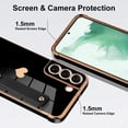 thumbnail image 3 of Designed for Samsung Galaxy S22 Plus 5G Case Black Love Hearts Design for Women Girl Men, Luxury Plating with Strap Stand Full Camera Lens Protection Bumper for Galaxy S22 Plus 5G, 3 of 6