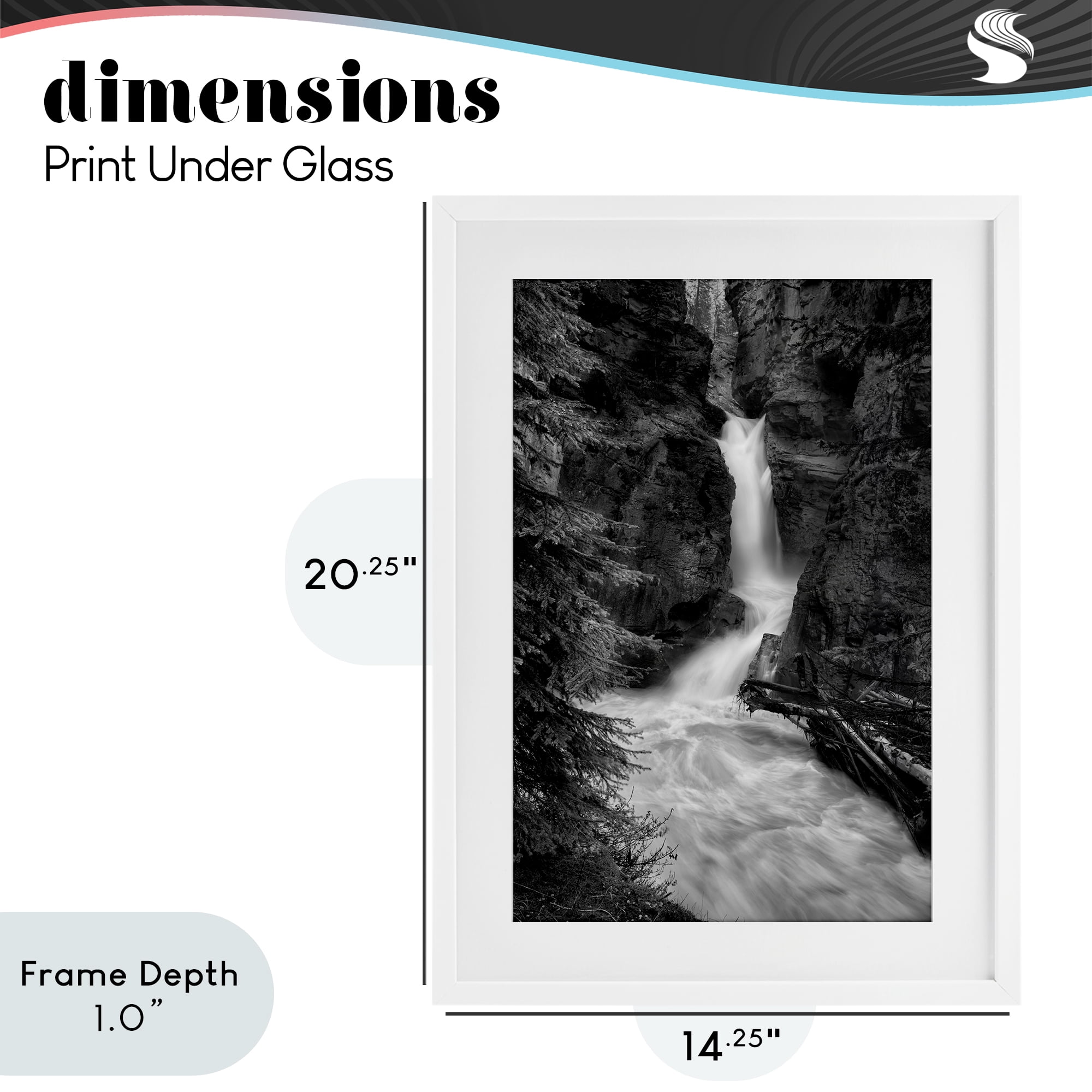 Stupell Industries Banff National Park Waterfall White Framed Print Under Glass, design by Jon Evan