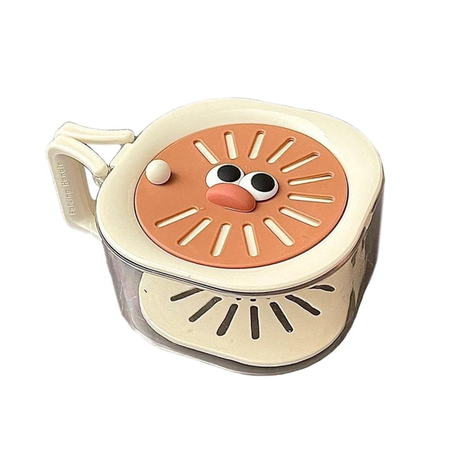 Cuenco para lavar frutas con colador y tapa, lavafrutas decorativo con asa plegable Café