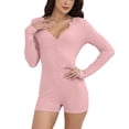 thumbnail image 1 of Ensemble de Pyjama Bodycon pour Femmes Printemps Aguichant Col en V Manches Courtes Combishort, 1 of 4