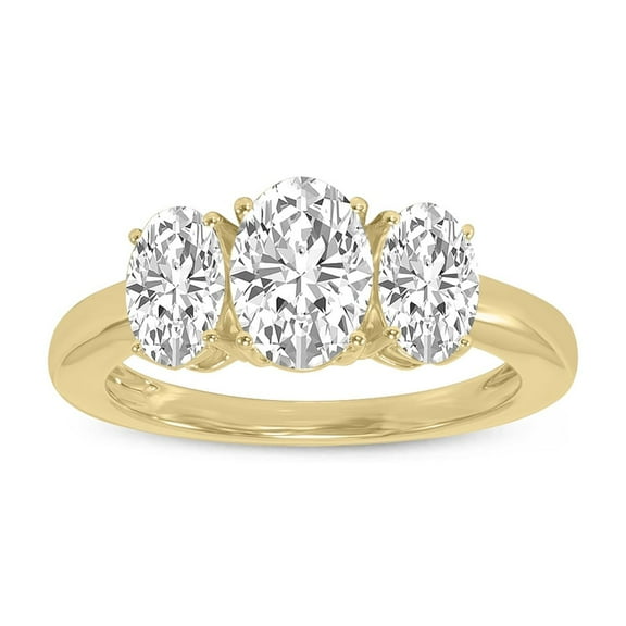 SZUL Women's 3/4 CTW Three Stone Oval Shape Lab Grown Diamond Ring in 14K Yellow Gold