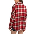 thumbnail image 4 of Seyurigaoka Women Juniors Shacket, Adults Plaid Turn-Down Collar Long Sleeve Tops Blouse, 4 of 5