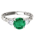 thumbnail image 2 of Aonejewelry 0.70 Carat Ttw Diamond and Round Shaped Emerald Ring In 10K White Gold, 2 of 4