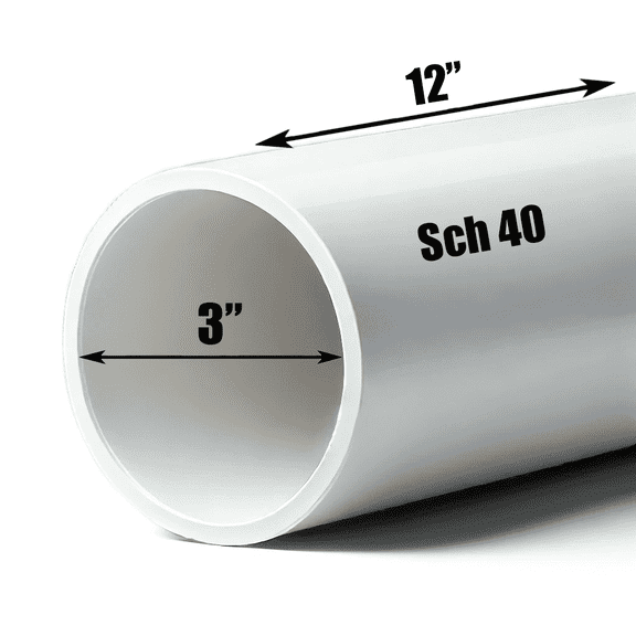 Schedule 40 PVC Pipe - Cut to Custom Length (3" x 1')