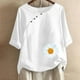 thumbnail image 2 of Blusas de Manga Corta para las Mujeres Impresas Cuello Redondo Camiseta Casual, Blusa de Algodón de Imitación para las Mujeres, 2 of 4