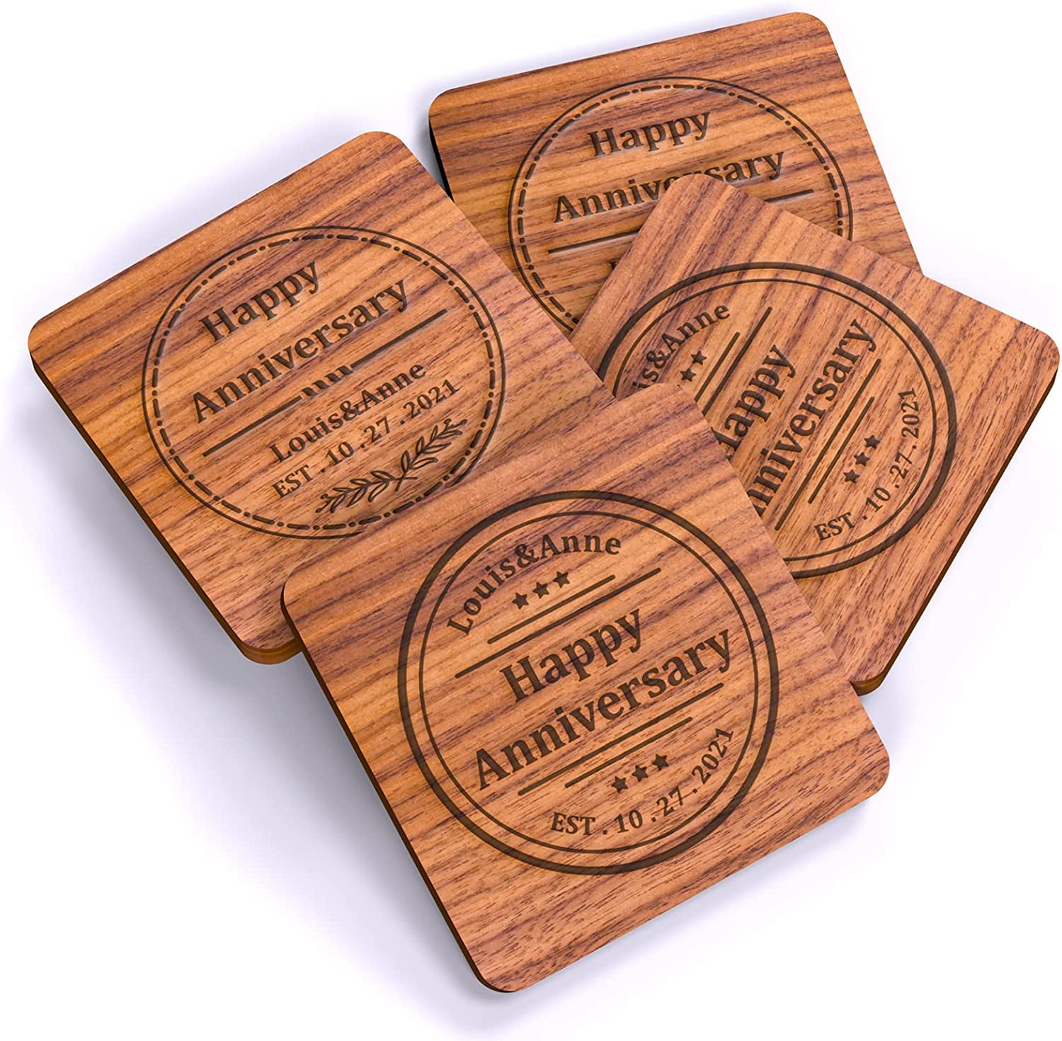 Square Coasters gift for him Round Coasters Fathers Day Gift Custom Engraving Coasters Gift ideas Wooden Coaster gift for her