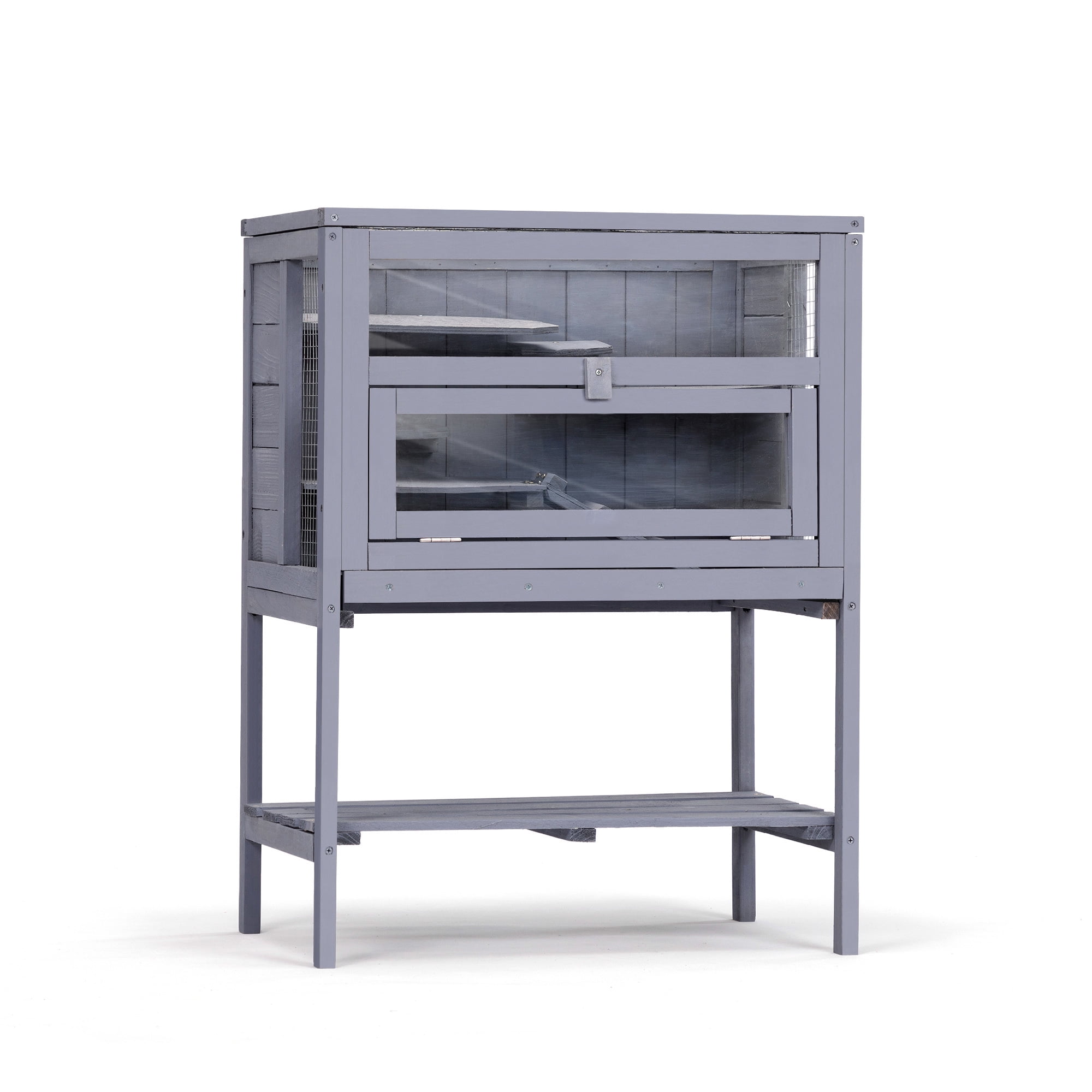 Pefilos 3 Tiers Wooden Hamster Cage, Rat House, Small Animal Hutch with Slide-Out Tray, Ramp, Gray Pefilos 3 Tiers Wooden Hamster Cage, Rat House, Small Animal Hutch with Slide-Out Tray, Ramp, Gray