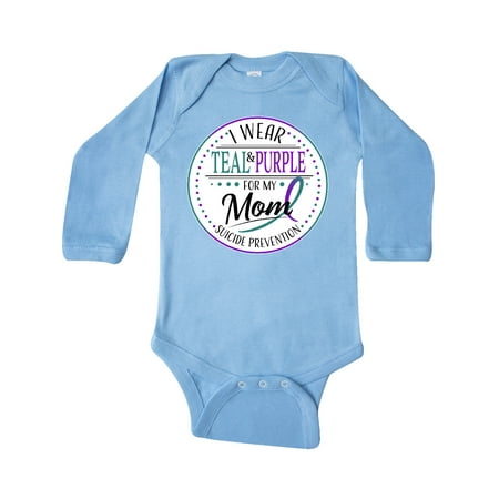 

Inktastic Suicide Prevention- I Wear Teal and Purple for My Mom Gift Baby Boy or Baby Girl Long Sleeve Bodysuit
