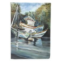 Carolines Treasures JMK1152CHF Shrimpers Cove and Shrimp Boats Flag Canvas House Size  Large multicolor