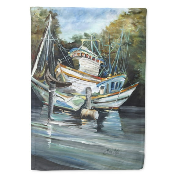 Carolines Treasures JMK1152CHF Shrimpers Cove and Shrimp Boats Flag Canvas House Size  Large multicolor