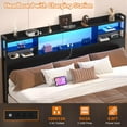 thumbnail image 5 of Aheaplus Headboard for King Size Bed with Storage, Headboards with LED Light, Power Outlets, USB Ports Twin Size Head Board, Wood headboard Only Sturdy and Stable Headboards, Modern, Black, 5 of 7