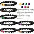 thumbnail image 6 of EOEMY Natural Stone Cross Bracelets Tiger Eye Lava Bead Bangle Men Women Charm Jewelry-Lava6#, 6 of 9