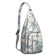 thumbnail image 1 of Tropical Flower Sling Backpack - Exotic Leaves & Blossom Pattern, Fashion Forward Crossbody Bag, 1 of 4
