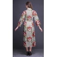 thumbnail image 4 of Bimba Light Grey Floral Leaves & Peony Bathrobes For Women Wrap Printed Bride Getting Ready Dress Robe For Girls XS, 4 of 5