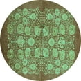 thumbnail image 1 of Ahgly Company Indoor Round Oriental Turquoise Blue Industrial Area Rugs, 3' Round, 1 of 4