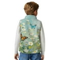 thumbnail image 6 of Xixirimido Butterfly Vibrant Floral Pattern Kids Zip-up Vest for Girls Boys Sleeveless Fleece Vest with Pockets Stand Collar Jacket Kids Fall Winter Outwear for 3T, 6 of 7