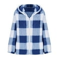 thumbnail image 5 of CYRBOKO Girls Fleece Jackets, Plaid Long Sleeve Full Zip Thermal Winter Outerwear Blue Size 5-16 T, 5 of 5