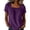 Purple, variant on Womens Summer Tops Square Neck Short Sleeve Gathered Blouse, Casual Loose Fit Top
