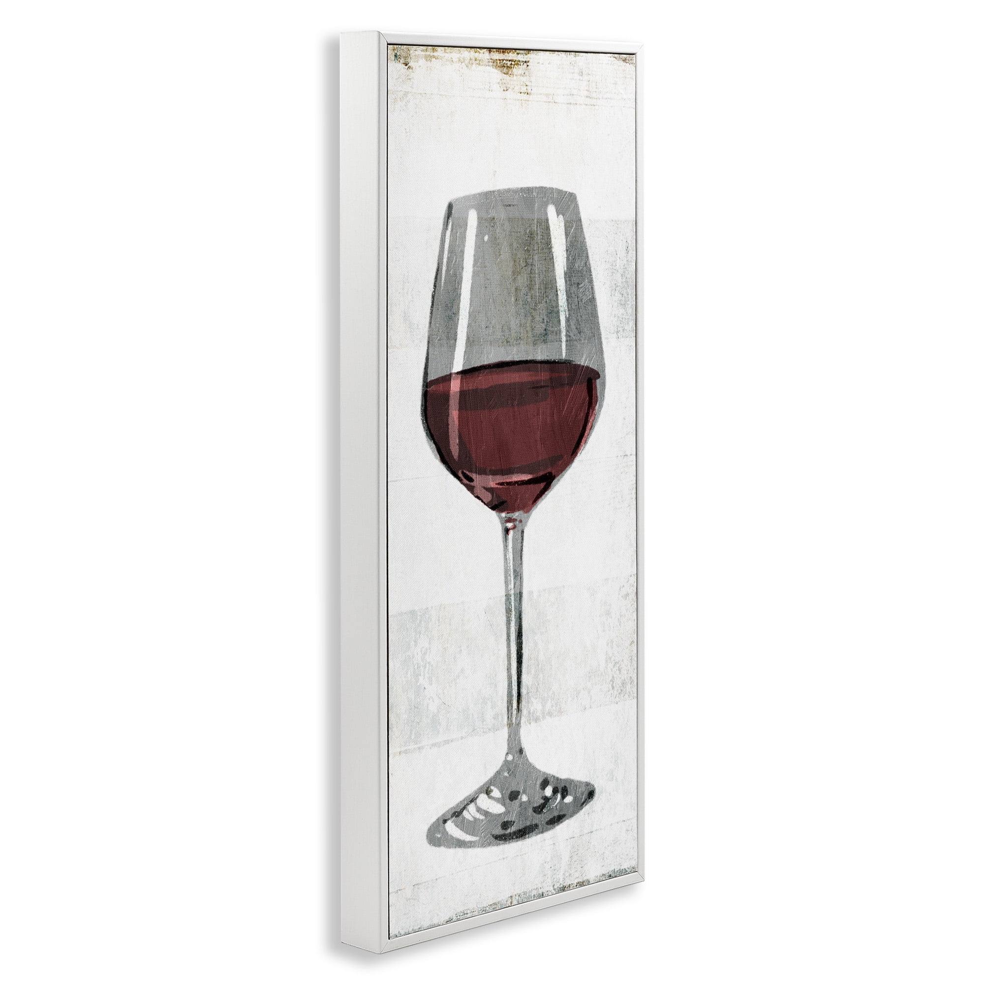 Stupell Industries Rustic Kitchen Red Wine Glass Food & Beverage Painting White Framed Art Print Wall Art, 13 x 30