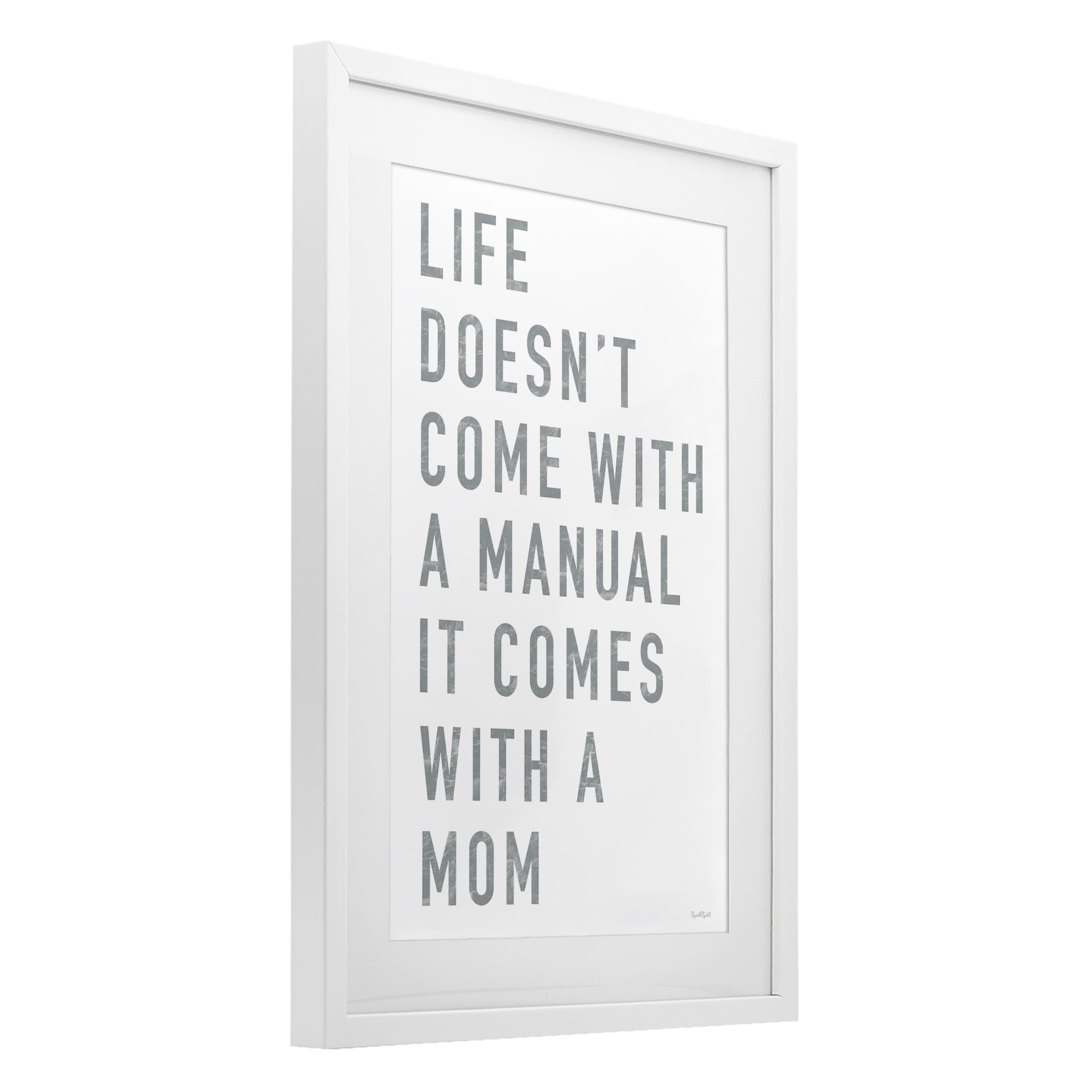 Stupell Industries Life Manual Is Mom White Framed Print Under Glass, design by Elizabeth Tyndall