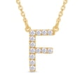 thumbnail image 2 of 1/5 Carat Round Cut Lab Created Moissanite Diamond Initial Letter "F" Pendant Necklace In 14K Yellow Gold Over Sterling Silver Along With 18" Chain (G-H Color, VVS1 Clarity, 0.20 Cttw), 2 of 8