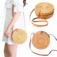 thumbnail image 2 of NOKIO Ladies' Chic Shoulder Bag, Female Trendy Shoulder Bag, Women'S Casual Sling Bag, Crossbody Bag With Hidden Pockets Circle Handwoven Bali Round Retro Rattan Straw Beach Bag Crossbody, 2 of 9