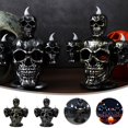 thumbnail image 5 of XEOVHV Halloween Skull Head LED Light, 5.9 Inch Black Silver Color Flameless Plastic Halloween Skeleton Candle Lamp for Home Office Halloween Party Decorations (Green Light), 5 of 7