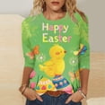 thumbnail image 2 of Women's Easter Casual Print Crew Neck 3/4 Sleeve T-Shirt Green M, 2 of 4