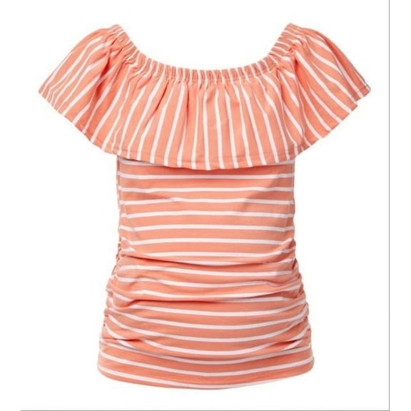 Times Two Off Shoulder Ruched Side Maternity Knit Top