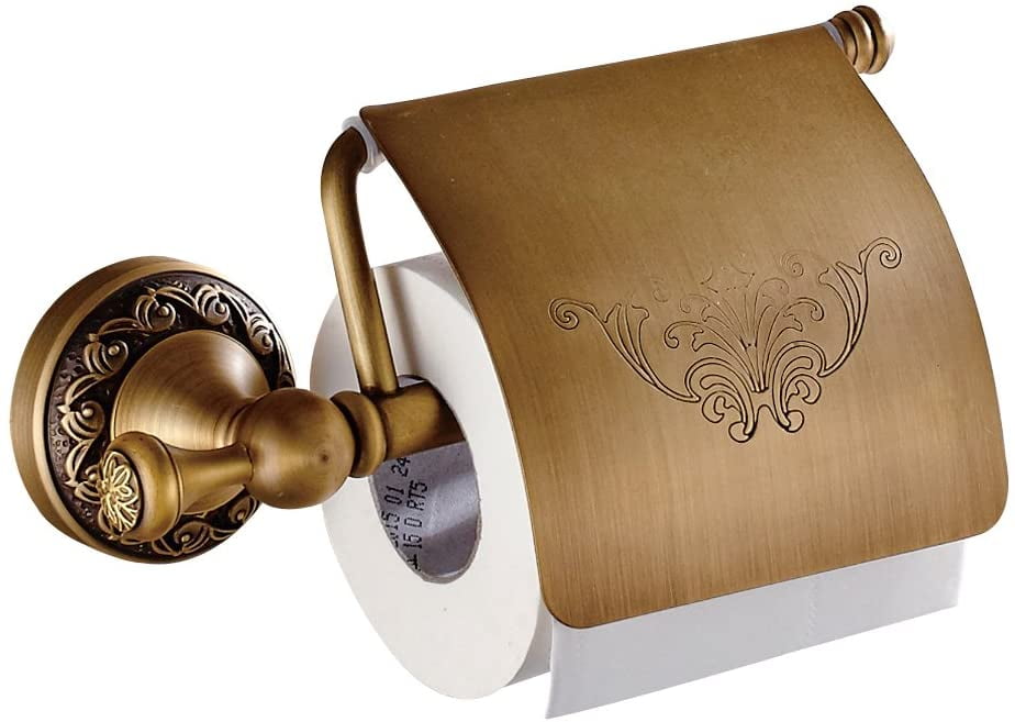 Retro Wall Mounted Antique Brass Toilet Paper Roll Tissue Holder Bathroom 