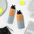 thumbnail image 6 of JoyJolt Vacuum Insulated Water Bottle with Flip Lid & Sport Straw Lid - 32 oz - Orange/Blue, 6 of 7