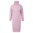 thumbnail image 4 of RMGVDSD Women's Turtleneck Oversized Long Sweater Dress Solid Color Casual Loose Long Sleeve Fall Winter Knit Dresses Trendy Casual Knitted Tops /Pink, 4 of 5