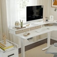 thumbnail image 5 of FEZIBO Triple Motor L Shaped Standing Desk with Three Drawers, 63 inches Electric Standing Desk Adjustable Height, Corner Stand up Desk with Splice Board, White Frame/White Top, 5 of 8