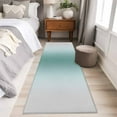 thumbnail image 5 of Turquoise Grey Ombre 2x6 Kitchen Runner Rug, Modern Abstract Art Gradient Non-Skid Rubber Backing Large Rectangle Rugs - Living Room Bedroom Home Office, Indoor Floor Mat Carpets Washable Rug, 5 of 9