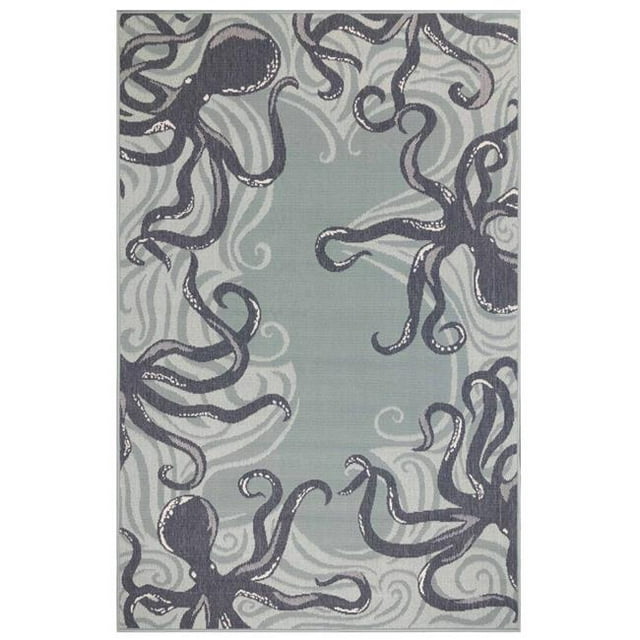 Trans-Ocean Importe RVI58764733 4 Pi 10 Po x 7 Pi 6 Po Liora Manne Riviera Tako Tapis de Course Tissé Wilton Intérieur et Extérieur - Bleu Marine