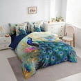 thumbnail image 3 of Feelyou 3D Peacock Animal Twin Bedding Sets 7-Piece, Western Flower Floral Bedding Comforter Set, Vintage Art Fashion Reversible Sheet Sets, Ultra Soft Bedroom Decor, 3 of 7