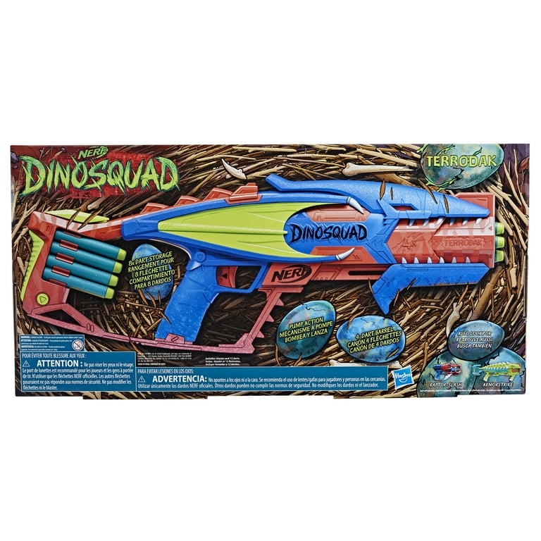 Nerf, DinoSquad Terrodak Dart Blaster, includes 12 darts, outdoor