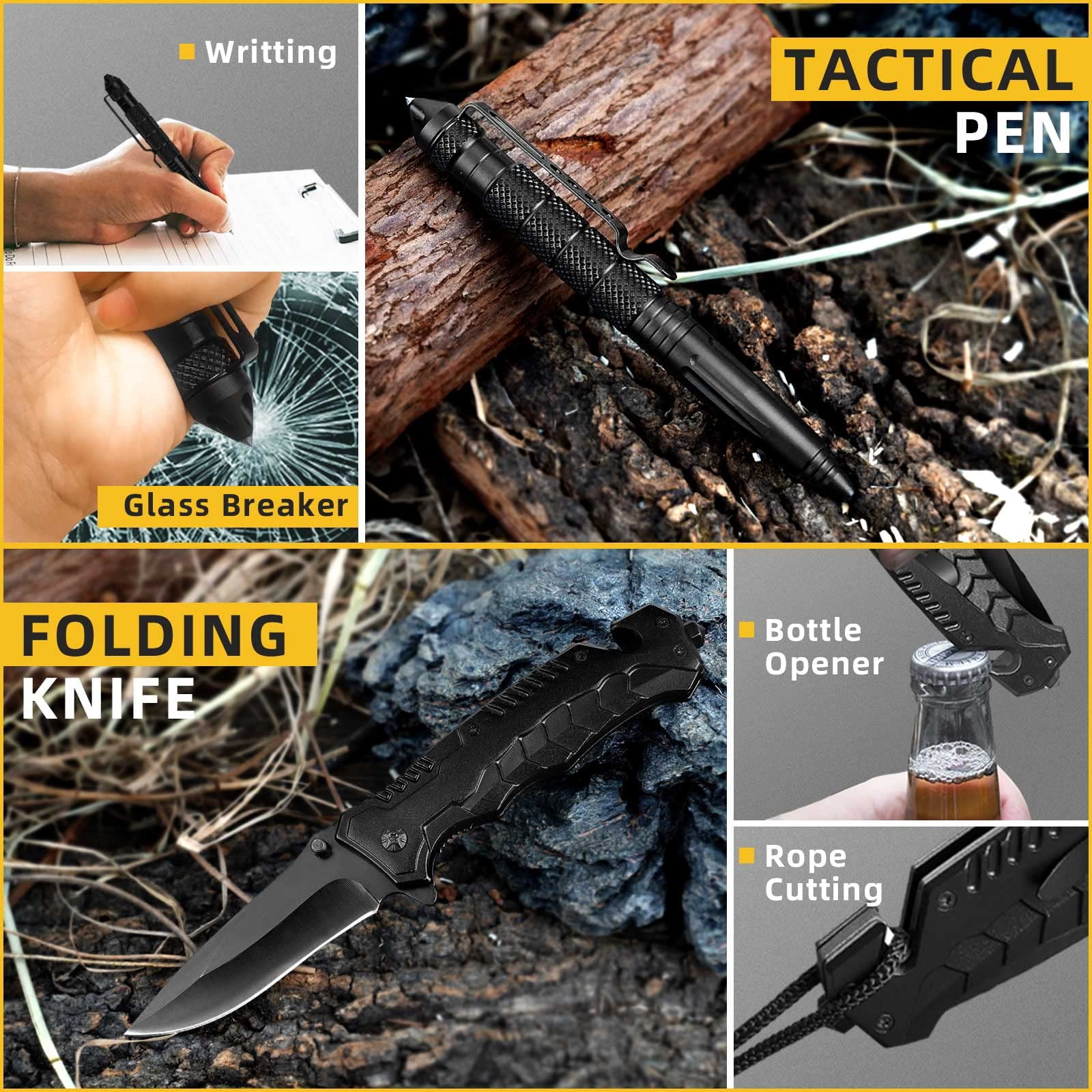 TRSCIND 14-in-1 Survival Kit for Men - Gifts for Dad, Husband, Boyfriend - Fishing, Hunting, Camping Gear & Cool Gadgets (Father's Day, Birthday, Anniversary)​