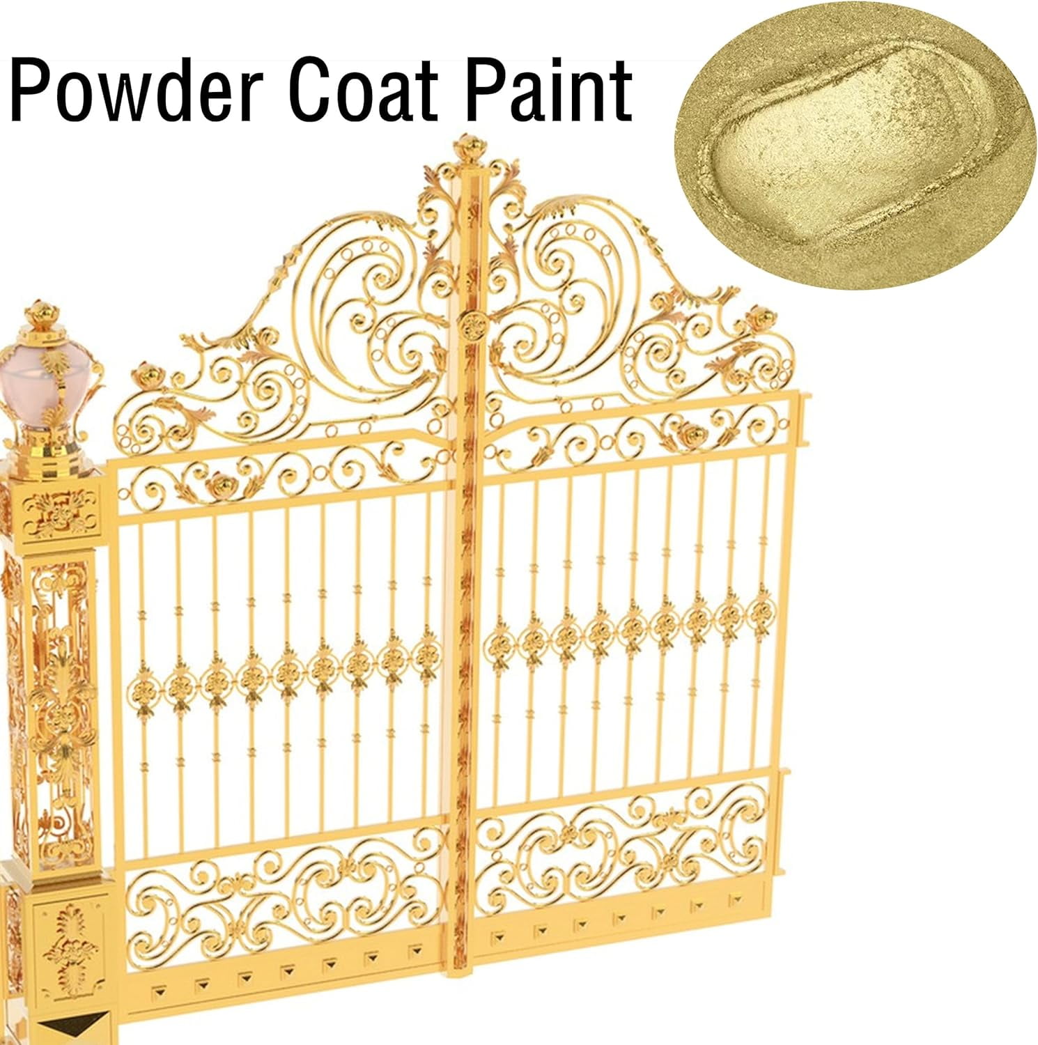 Powder Coating Paint for Metal Surfaces | Car Paint | Building Materials | Powder Paint for Steel Structures, Factories, Buildings, Playgrounds, Gardens (Gold, 8 Ounce)