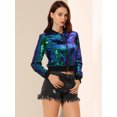 thumbnail image 4 of INSPIRE CHIC Blouson Bomber Court à Paillettes pour Femme, Manches Longues, Fermeture Éclair, Vert, TP, 4 of 6