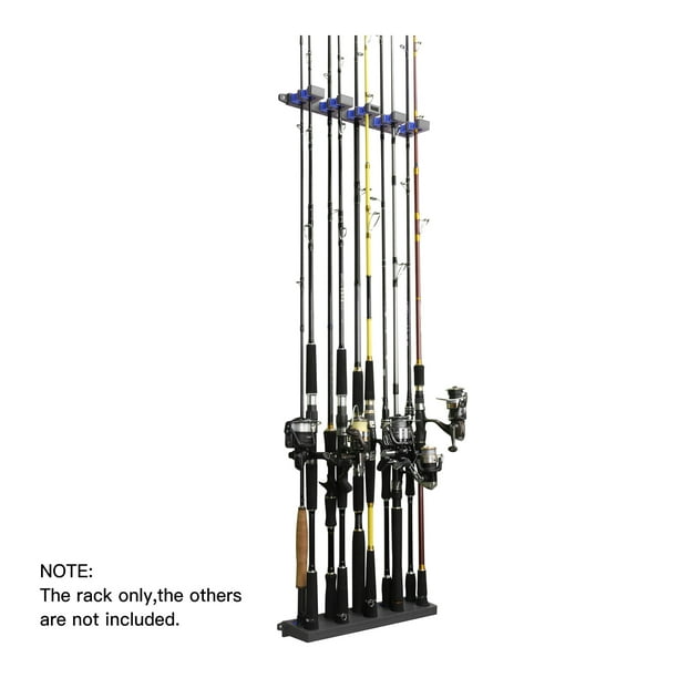 Homgeek Fishing Rod Rack for 10 Fishing Rods Wall Mounted Fishing Pole  Storage Rack Stand Holder 