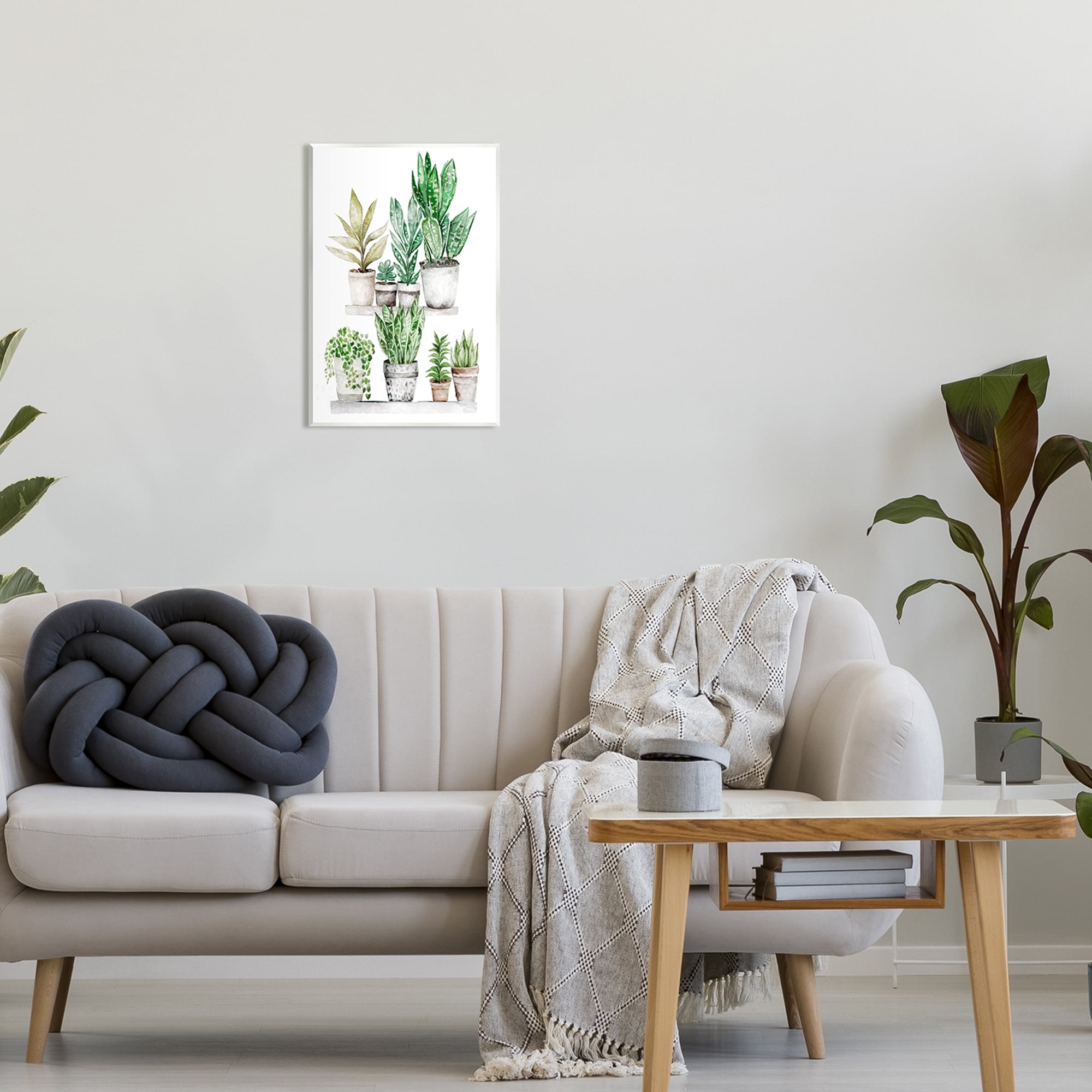 Stupell Industries Mixed Greenery Potted Ivy Plants Botanical & Floral Painting Unframed Art Print Wall Art