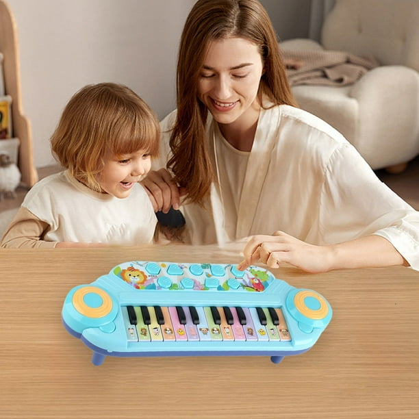 Puntoco Teclado electrónico multifuncional de juguete para niños con luces, sonidos de personajes y funciones de aprendizaje musical para fomentar la exploración y el juego entretenido